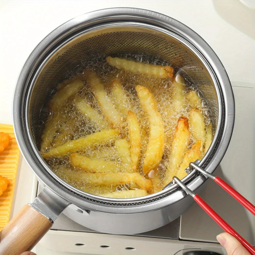 Rice Cooker - Edelstahl-Mehrzweck-Kochgeschirr-Set mit Frittierkorb und Glasdeckel -